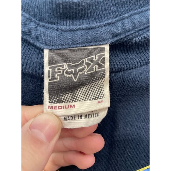 Fox Racing Short Sleeve Graphic Tee Size Medium Crewneck Blue Cotton Basic - Picture 3 of 6